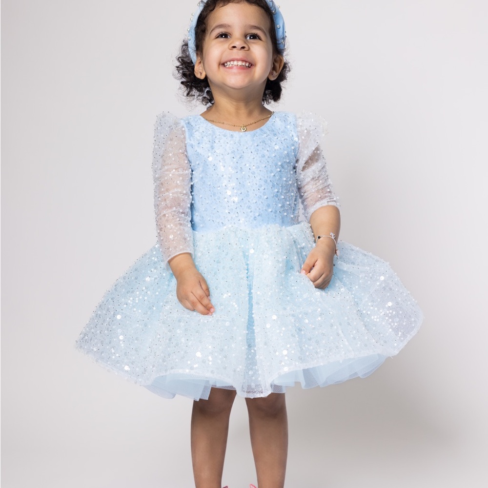 Sparkling Blue Kids Birthday Dress